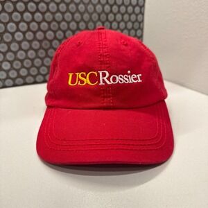 USC Rossier Hat Cap Red Logo Spellout StrapBack Unstructured OSFA Casual Collage